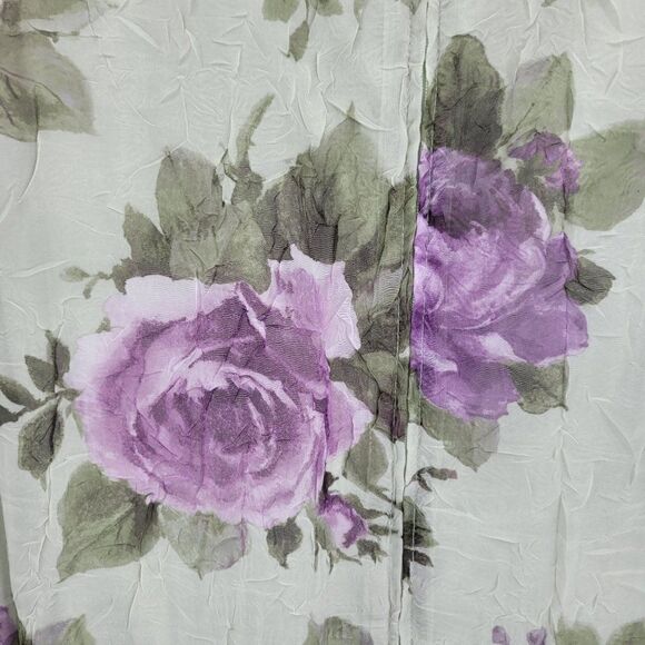 Vintage 80's Dress Set Plus Size 32W Crinkle Chiffon Shift Maxi Floral Sage - Picture 9 of 16